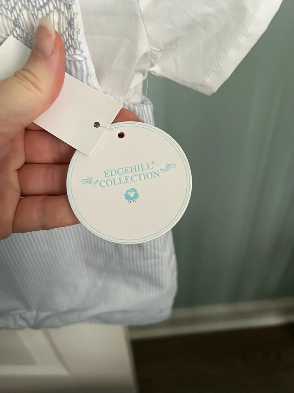 Edgehill Collection Blue & White Smocked Baby Romper with Shirt